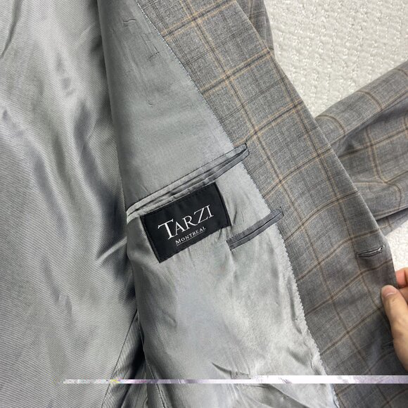 Peter Millar Blazer Men's 46T Sports Coat Jacket 100% Wool Plaid Grey / Orange - Picture 10 of 16